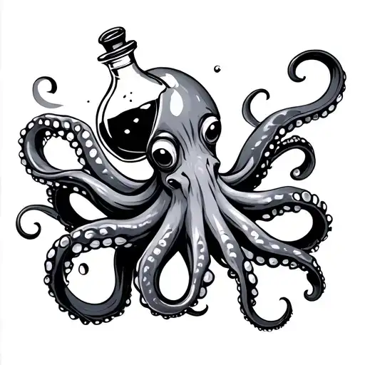 Octopus Holding Potion Bottle