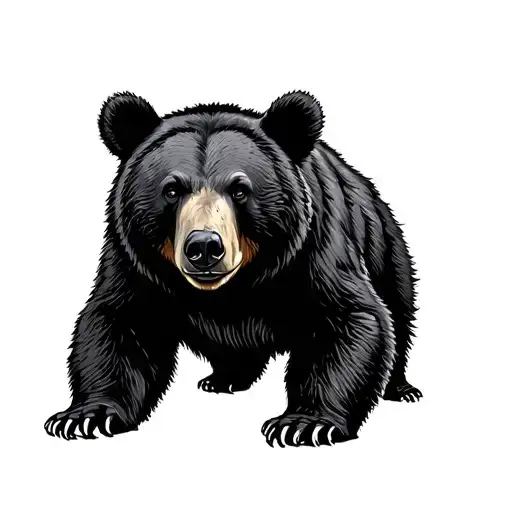 Black Bear With Trees