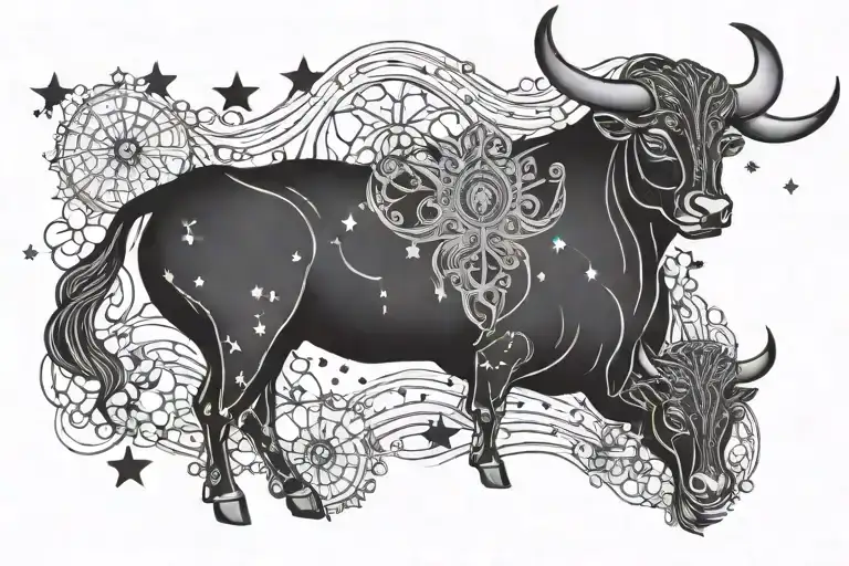 Taurus And Aquarius Star Constellation With Lace And Pearl Background