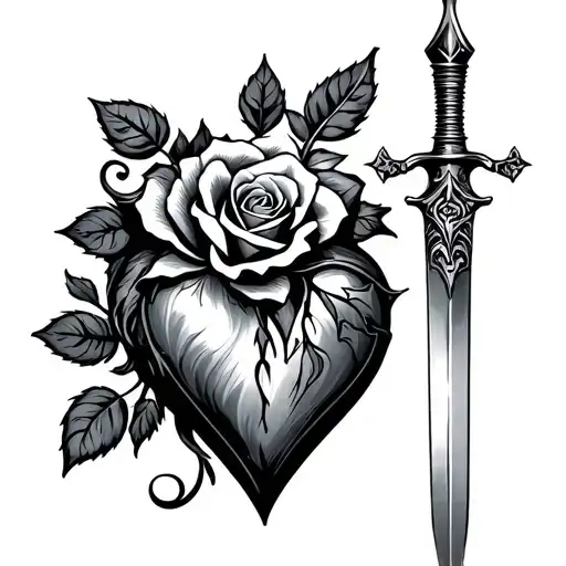 Heart Dagger Rose