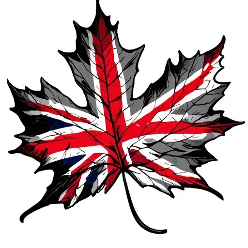 Maple Leaf With Union Jack Flag Intertwined Within