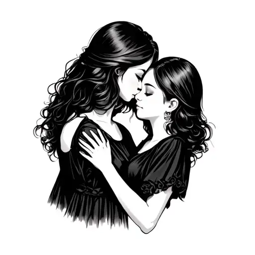 Two Girls In Love Hugging Each Other