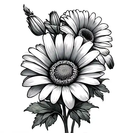 Daisy And Sweet Pea Tattoo Detailed