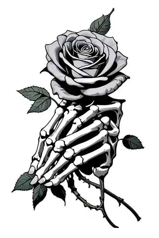 Skeleton Hand Holding Rose