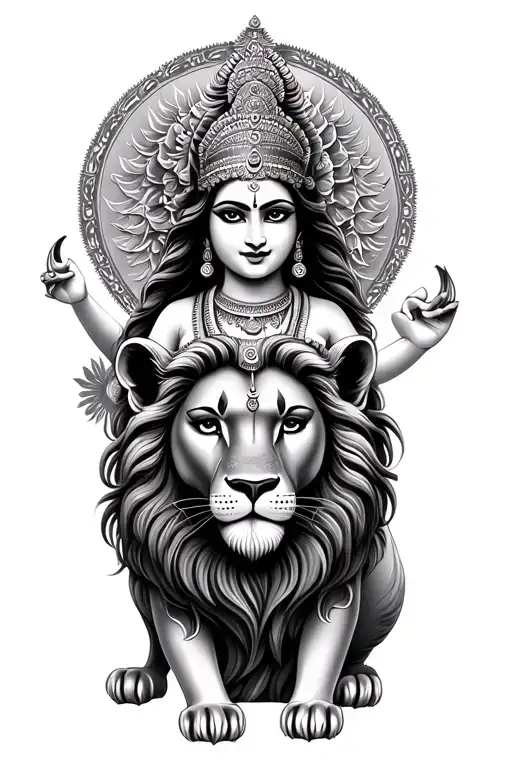 Goddess Lakshmi With Lion