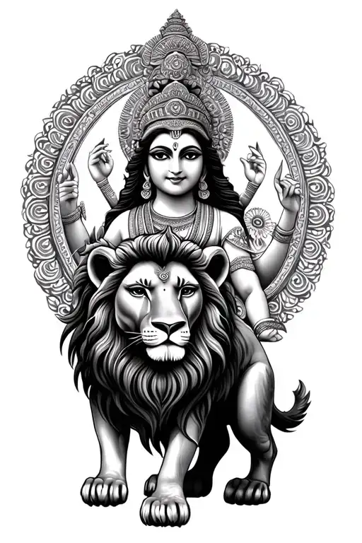Goddess Lakshmi With Lion