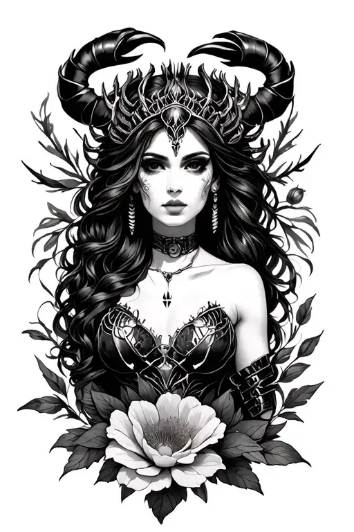 Scorpio Queen With Flower Surrounded