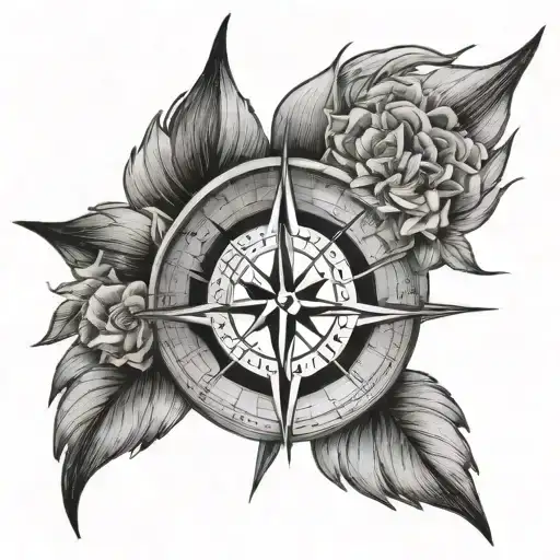 A Detailed Compass Rose Design With Woman