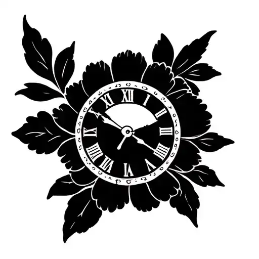 September Flower And Clock Face