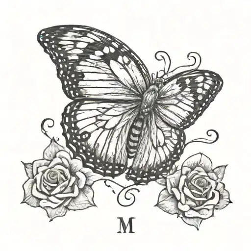 Smal Monarch Butterfly On Chest With A Roma Numeral Date Underneath