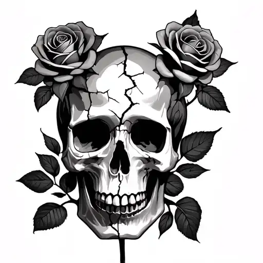 Roses Growing Out Of A Cracked Skull