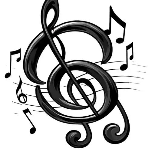 Music Notes Early Hardcore Themed Tattoo Design