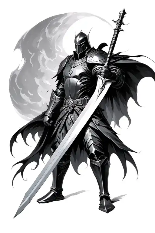 Dark Fantasy Knight Holding A Sword