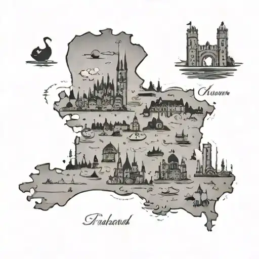 A Map Of Ireland With Notable Landmarks And Symbols Representing Different Cities