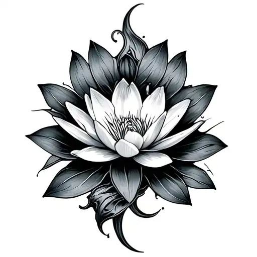 Pisces Symbol With Water Lily Flower