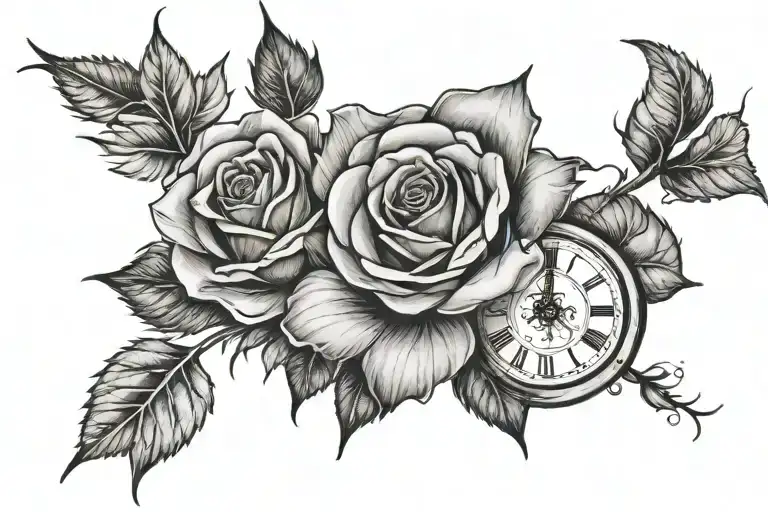 One Roses And Clock