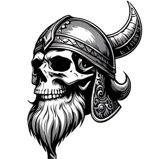 Skull With Beard And Viking Helmet