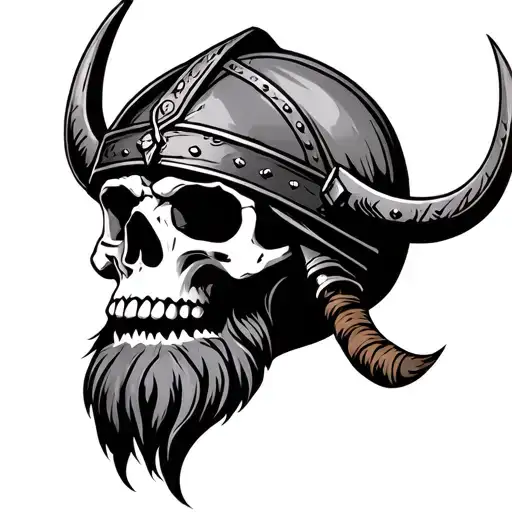 Skull With Beard And Viking Helmet