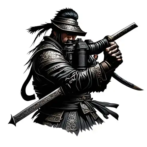 Photographer Samurai Who Has Camera Instead Of The Sword For