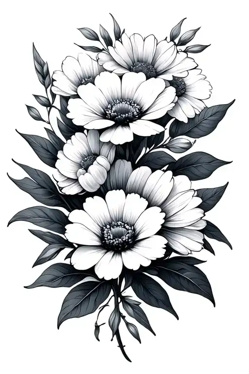 Fine Line Flower Birth Flowers Intertwined