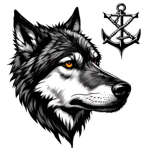 Lone Wolf With Nautical Theme Sleeve Tattoo Featuring