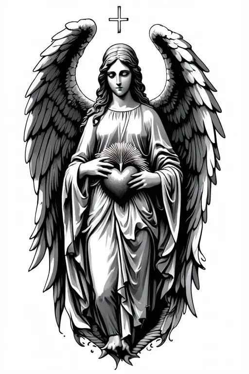 Angel And Sacred Heart