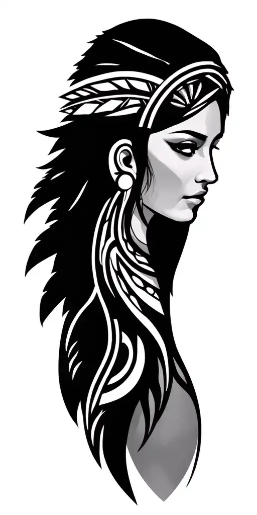 O'odham Tribe Simple Tattoo On Upper Arm Sleeve For Woman