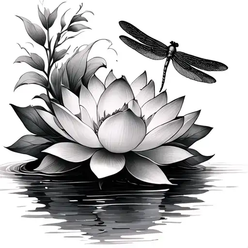 Lotus And Dragonfly