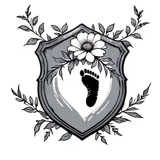 Floral Shield With Footprint