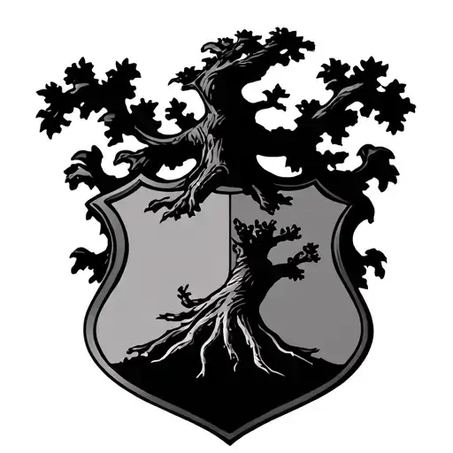 Ferreira Family Crest With A Oak Tree In The Middle Of The Shield