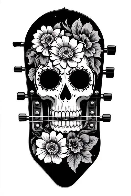 A Whole Fender Telecaster With Flowers Of The Day Of The Dead