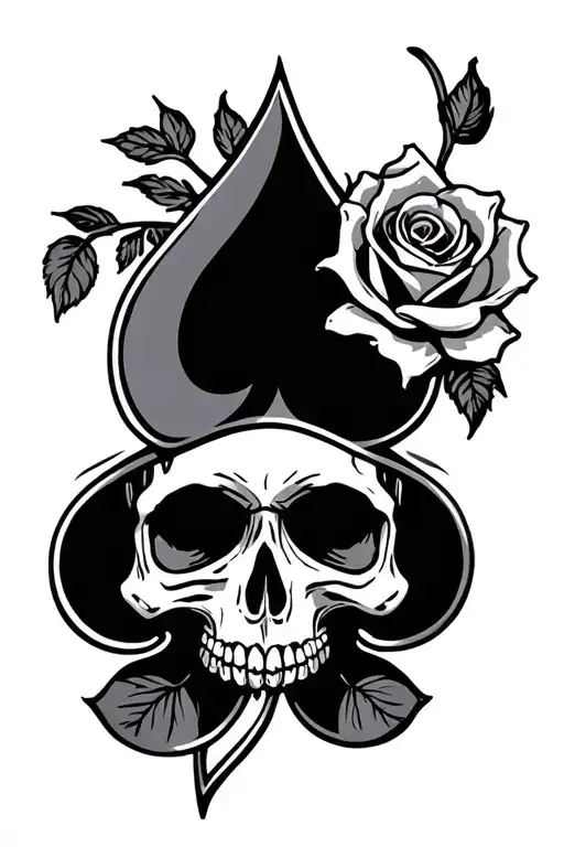 Spade Skull Rose