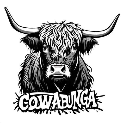 Highland Cow Saying Cowabunga