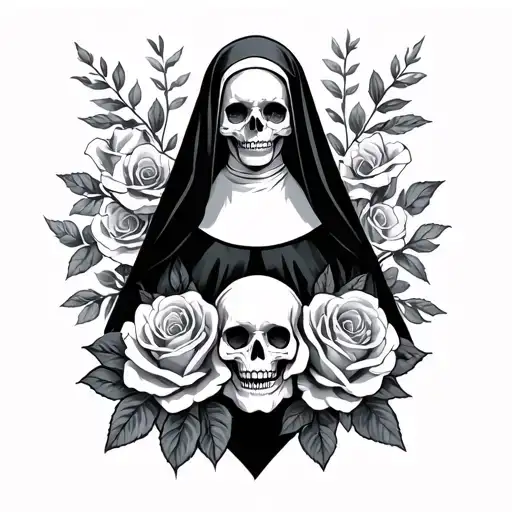 Nun With Skull And Roses