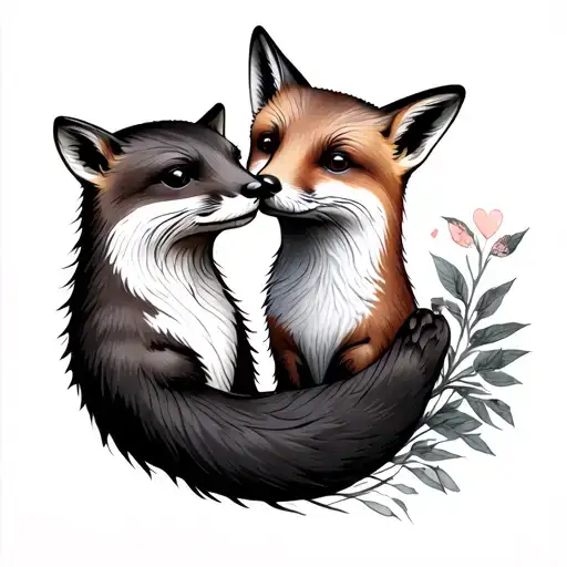 Fox And Otter In Love