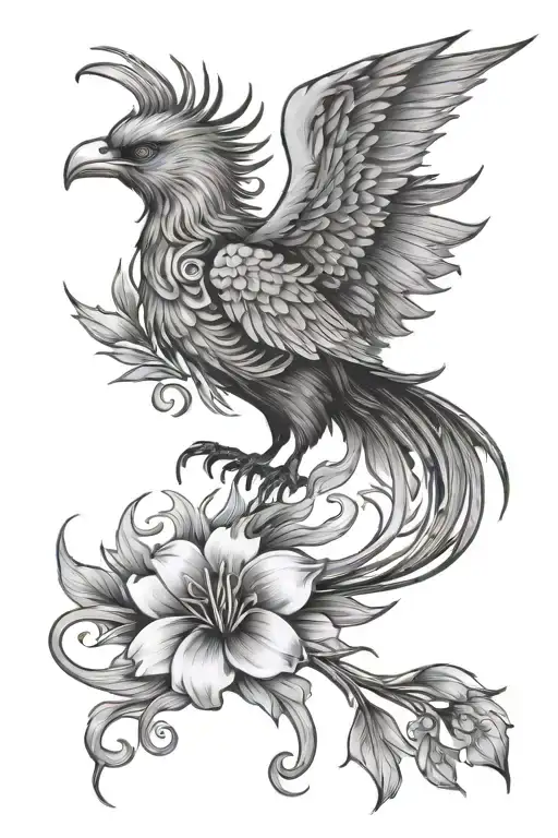 Phoenix With Little Lily Flower