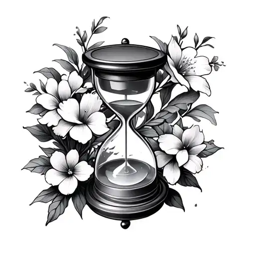 Neon Hourglass With Blossoming Flowers