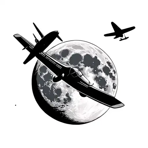 Full Moon With Small Plane Flying Around It
