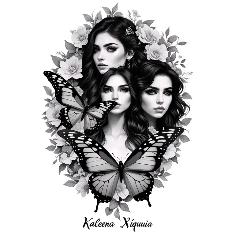 The Names Kaleena Xiquio Eduardo And Saleena With Butterflies