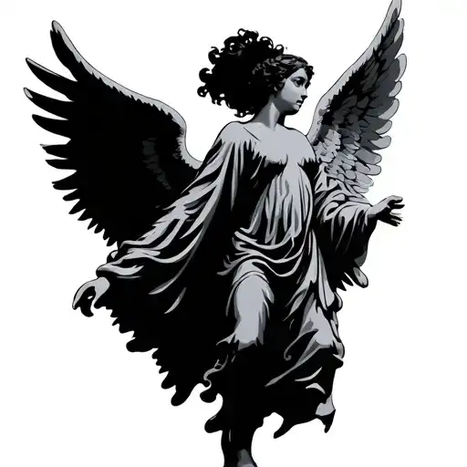 Angel With Wings Spread Wide Open