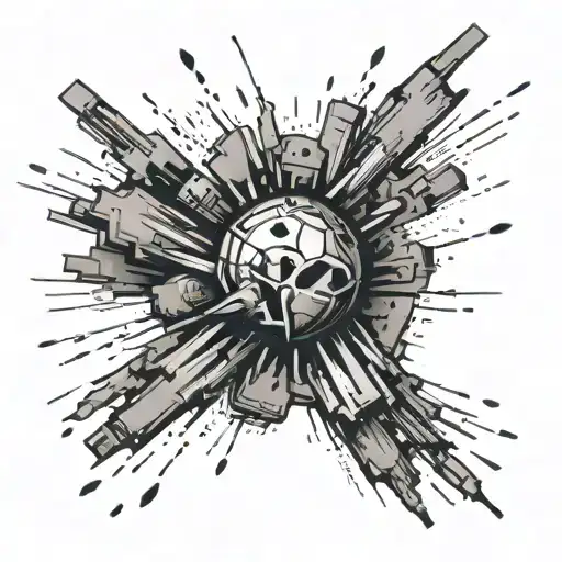 Handgranate Exploding Into A Burst Of Abstract Shapes