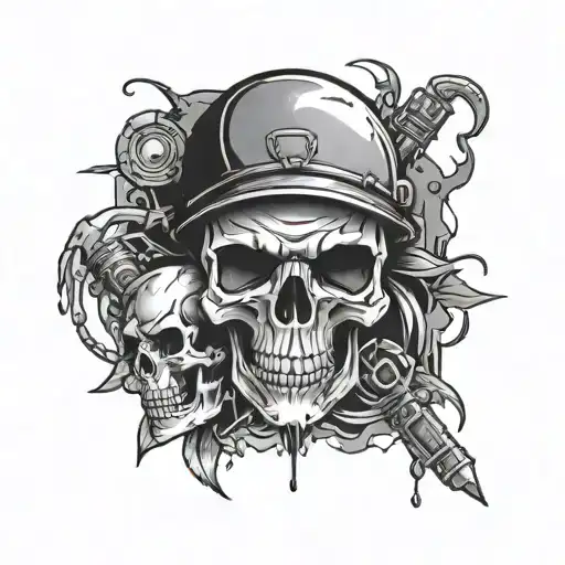 Handgranade Kombinatet With Bloody Skull