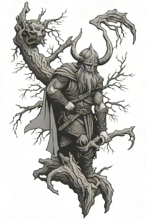 Viking And Dead Tree
