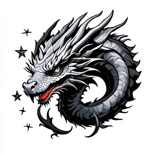 Dragon With Stars Around