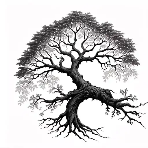 Tree Of Life Tattoo Whose Branches Forms 4 Cores