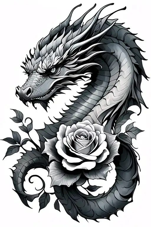Dragon And Roses Left Shoulder