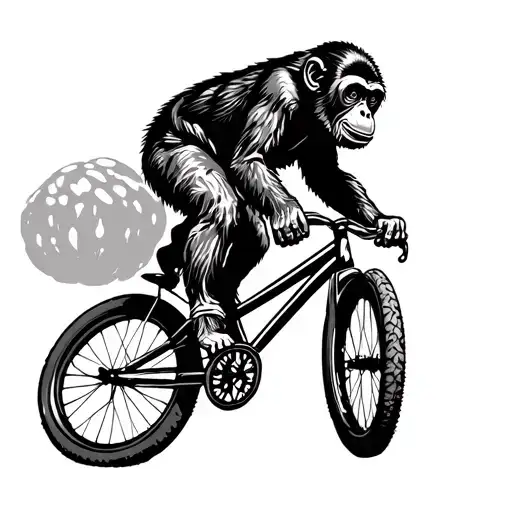 Monkey Ridding On Bmx Old School