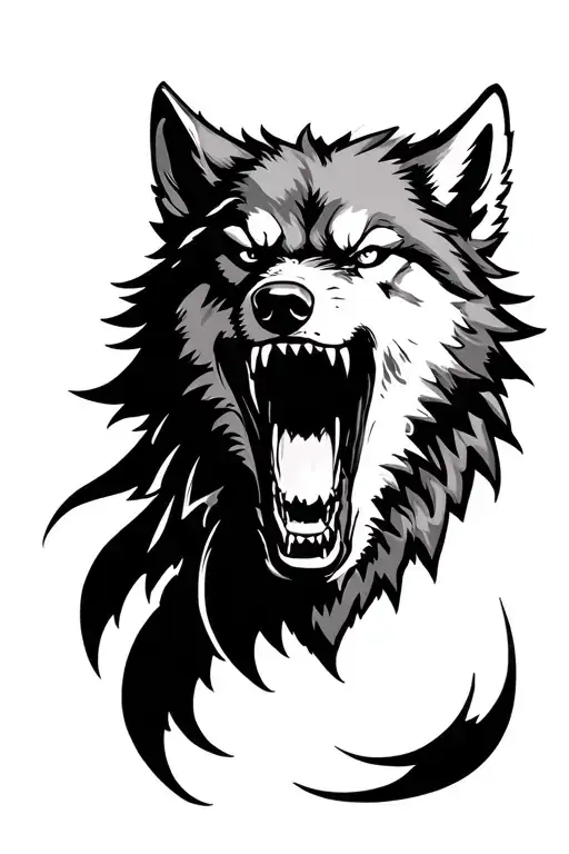 Wolf Angry Wolf Head Shouting In Chest