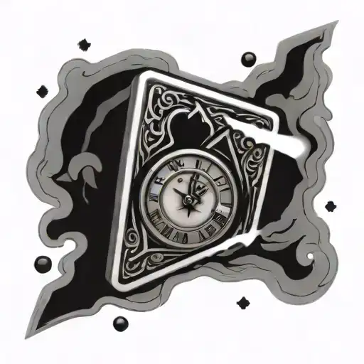 Ace Of Spades Card With A Broken Clock