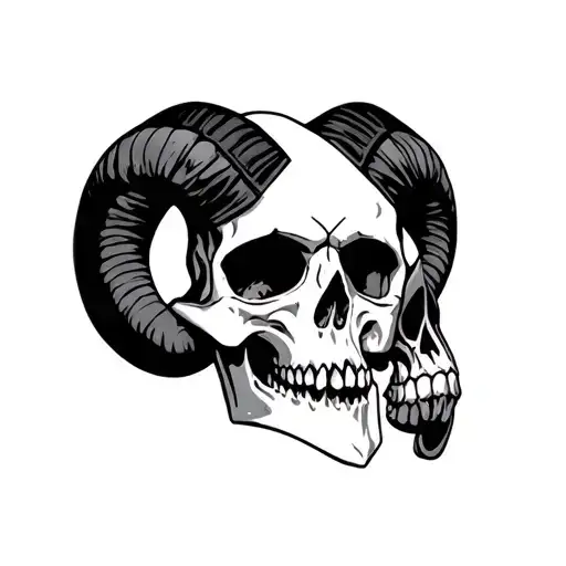 Aries Zodiac Sign Skull